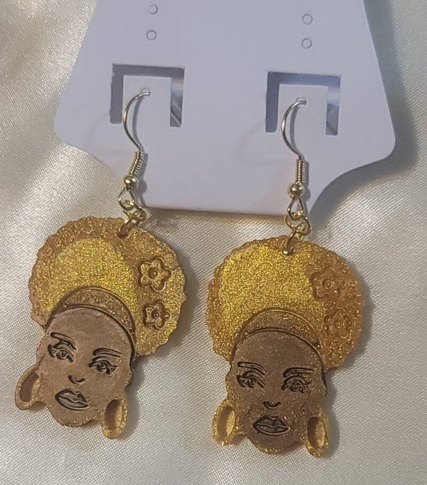 Gold Headband Girl Earrings