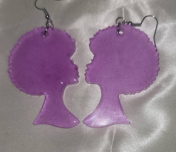 Purple Afrogirl Earrings