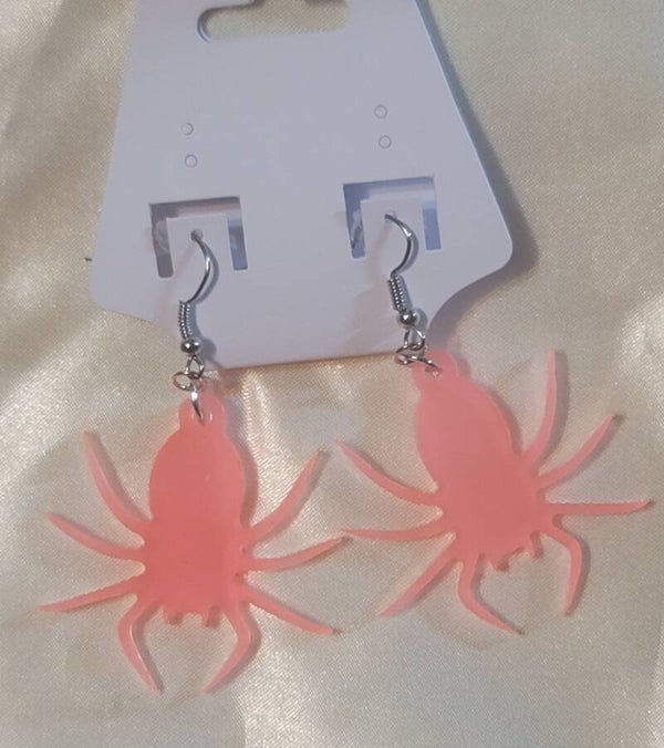 Pink Spider Earrings