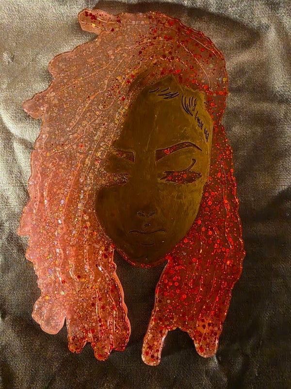 Sparkly Pink/Red Dread Girl Coaster