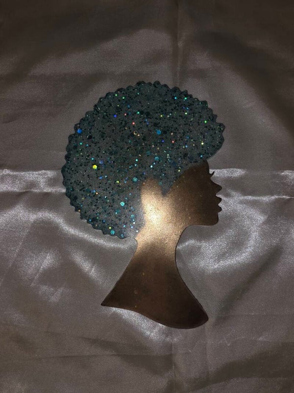 Sparkly Turquoise Afro Girl Coaster