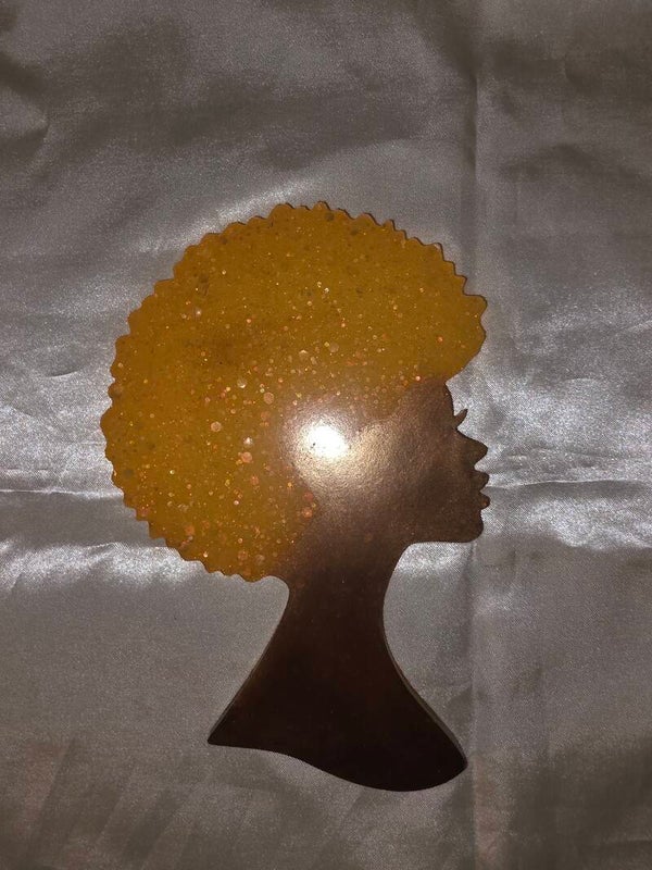 Sparkly Orange Afro Girl Coaster