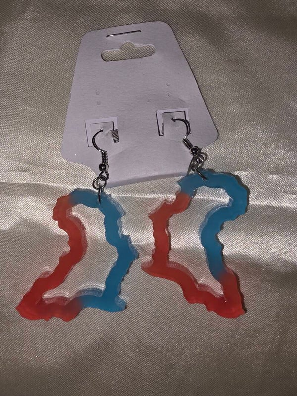 Red/Blue Africa Silhouette Earrings