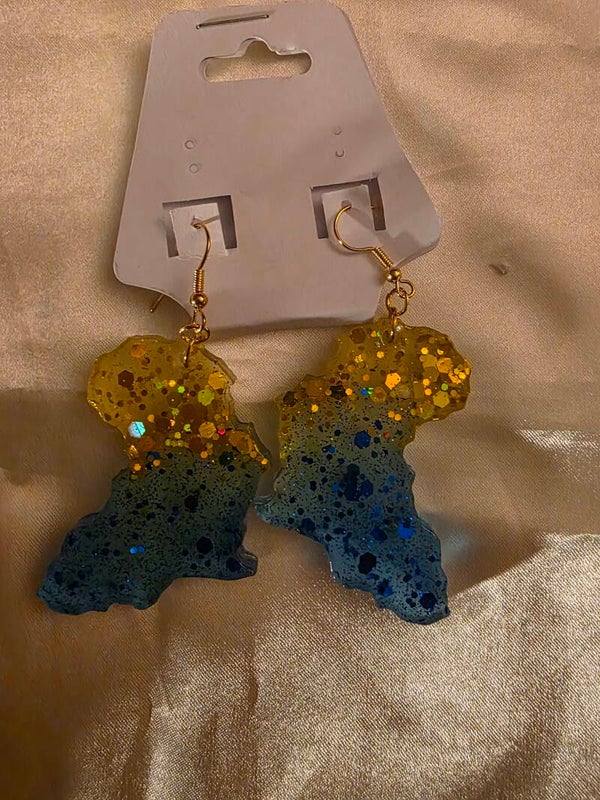 Blue/Gold (solid) Africa Earrings