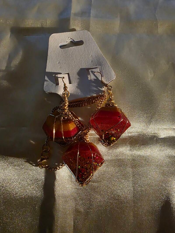 Gold/Red Jewelry Set