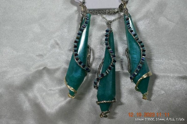 Turquoise, silver, & blue jewelry set