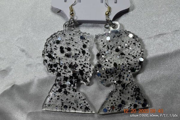 Sparkle Afro Man Earrings