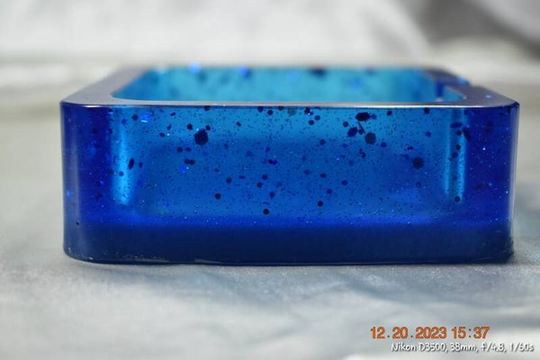 Blue Sparkle Square Ashtray
