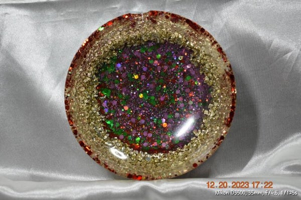 Purple, Red, Green Round Ashtray