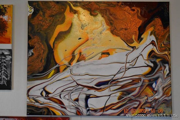 Abstract: Ring Pour Canvas Painting