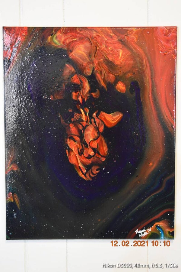 Abstract: Kiss Pour Canvas Painting