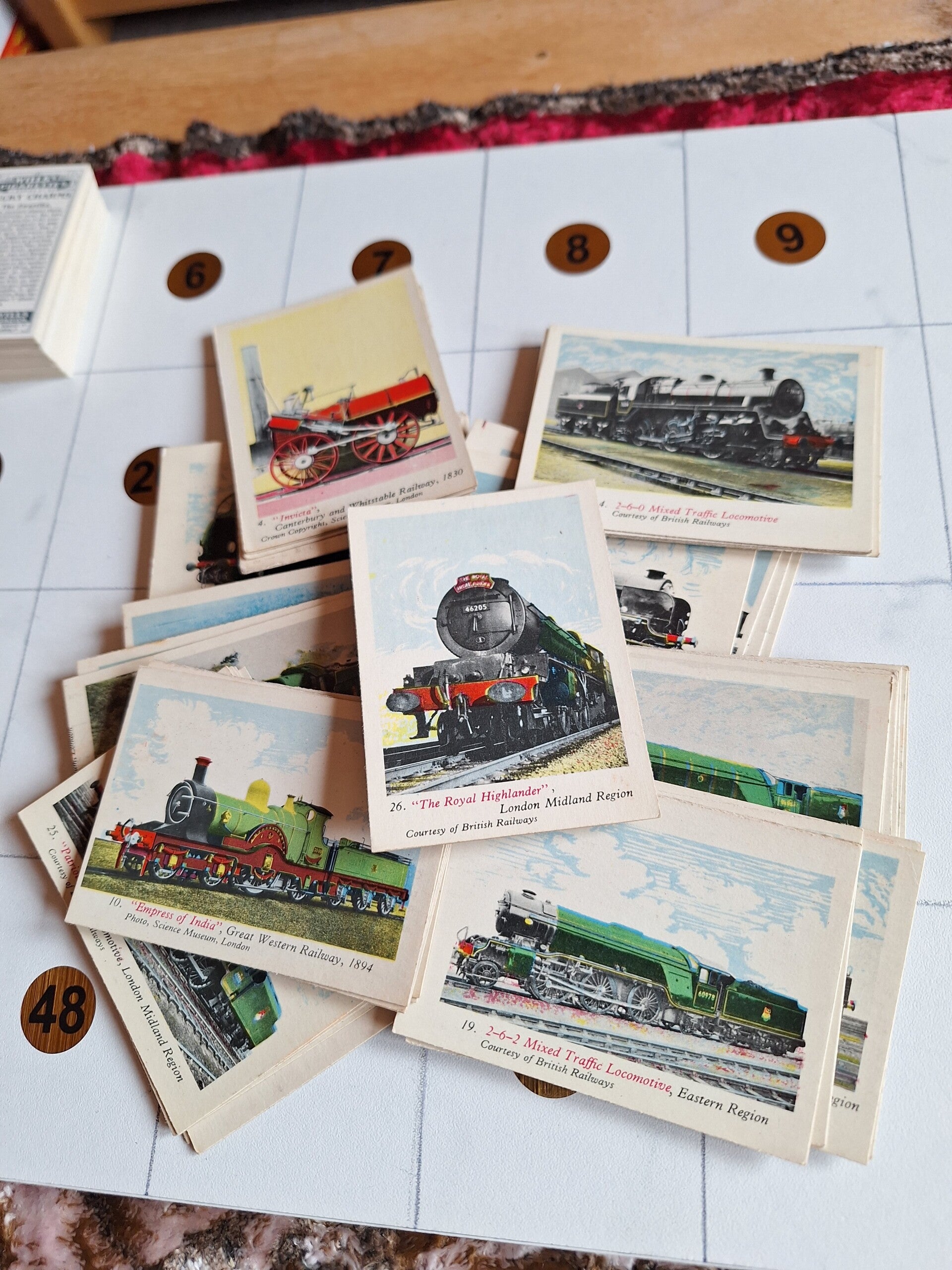 RAILWAY QUIZ  COMPLETE SET OF 48 TRADE CARDS 1958 ORIGINAL CARDS FROM TILLEYS OF SHEFFIELD A & B C GUM