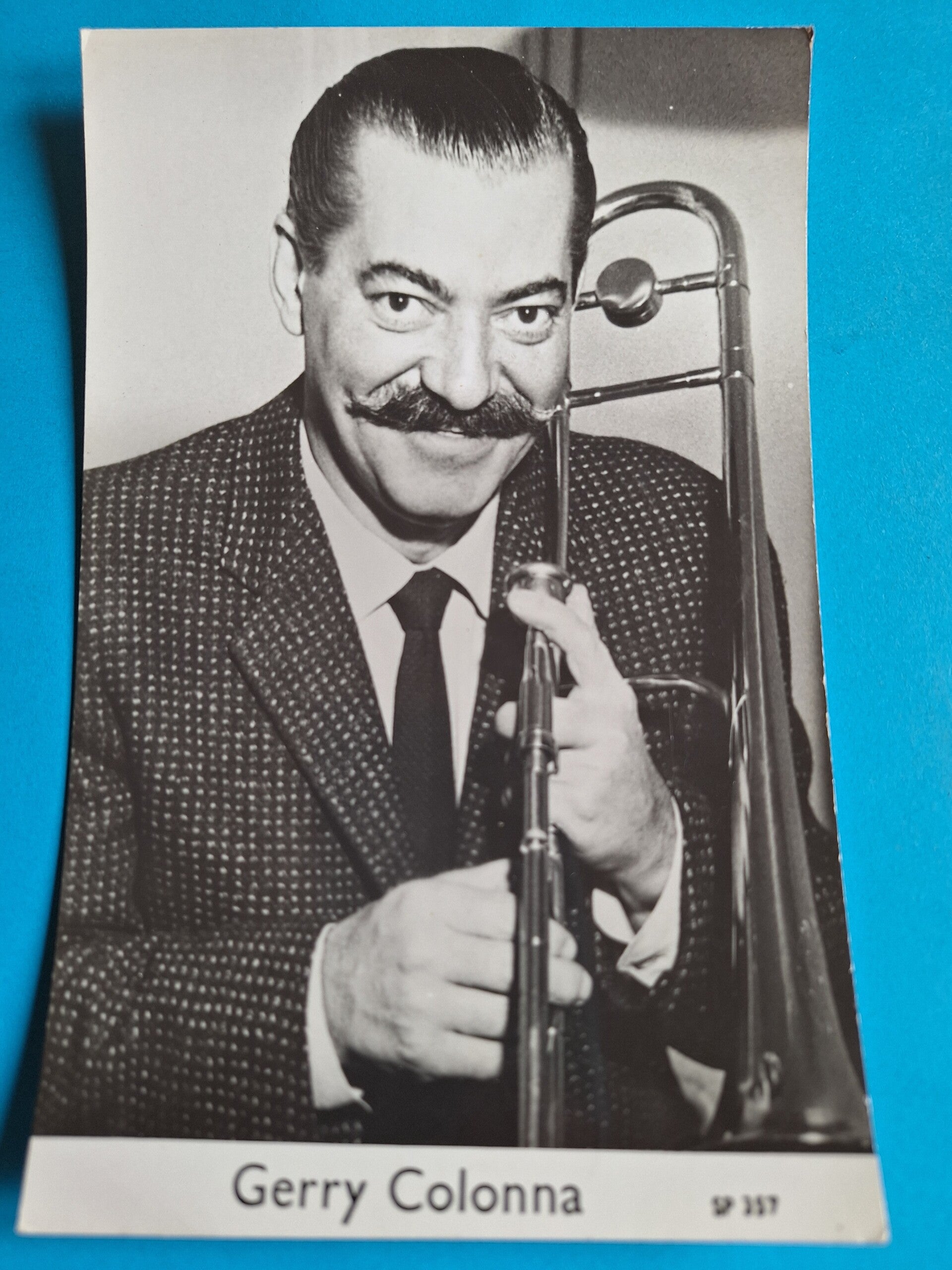 GERRY COLONNA REAL GLOSSY PHOTO CARD 1950s 1960s SIZE APPROX  13CM X 19CM FROM TILLEYS OF SHEFFIELD