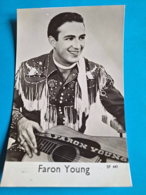 FARON YOUNG REAL GLOSSY PHOTO CARD 1950s 1960s SIZE APPROX  13CM X 19CM FROM TILLEYS OF SHEFFIELD