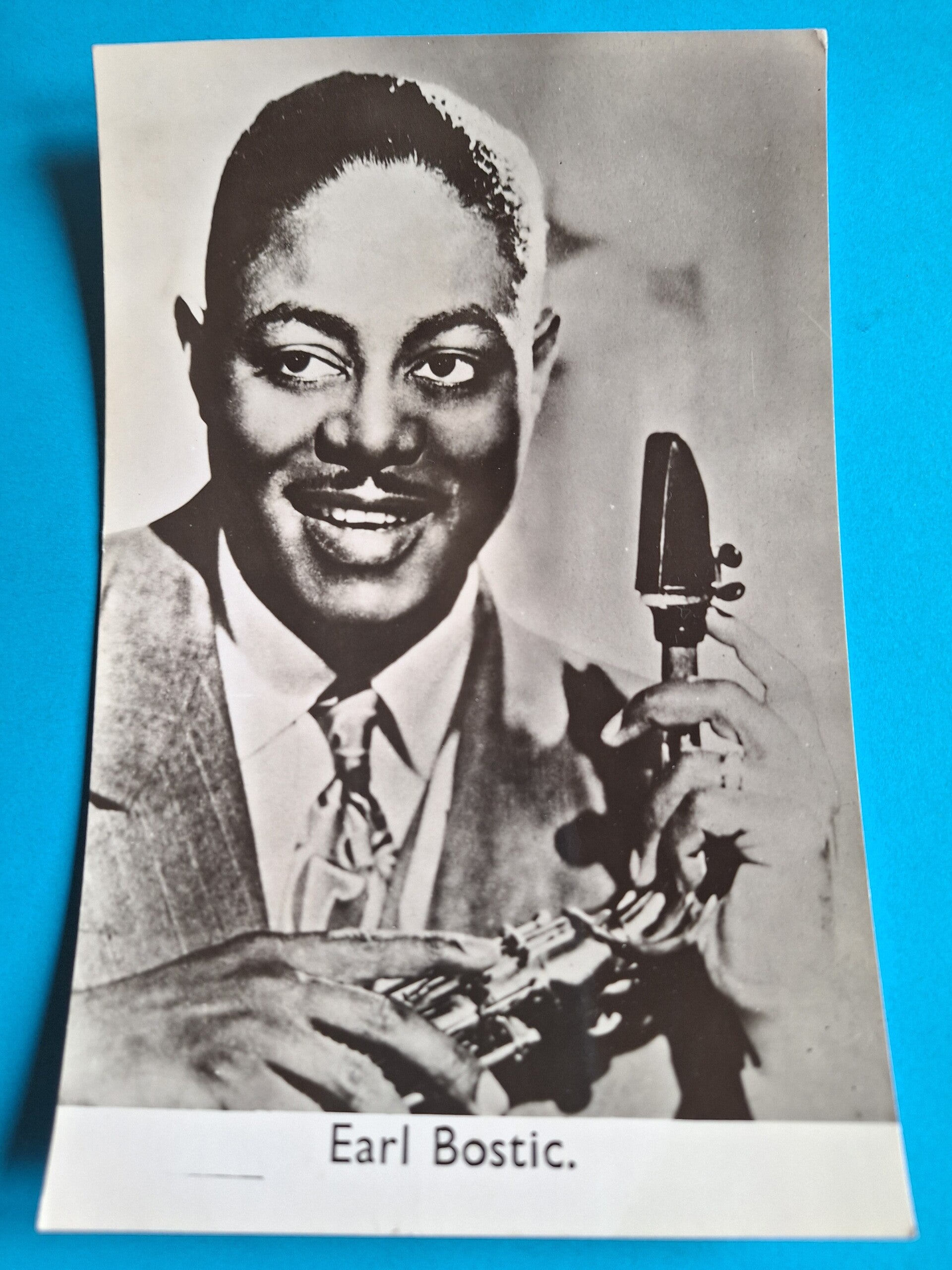 EARL BOSTIC REAL GLOSSY PHOTO CARD 1950s 1960s SIZE APPROX  13CM X 19CM FROM TILLEYS OF SHEFFIELD