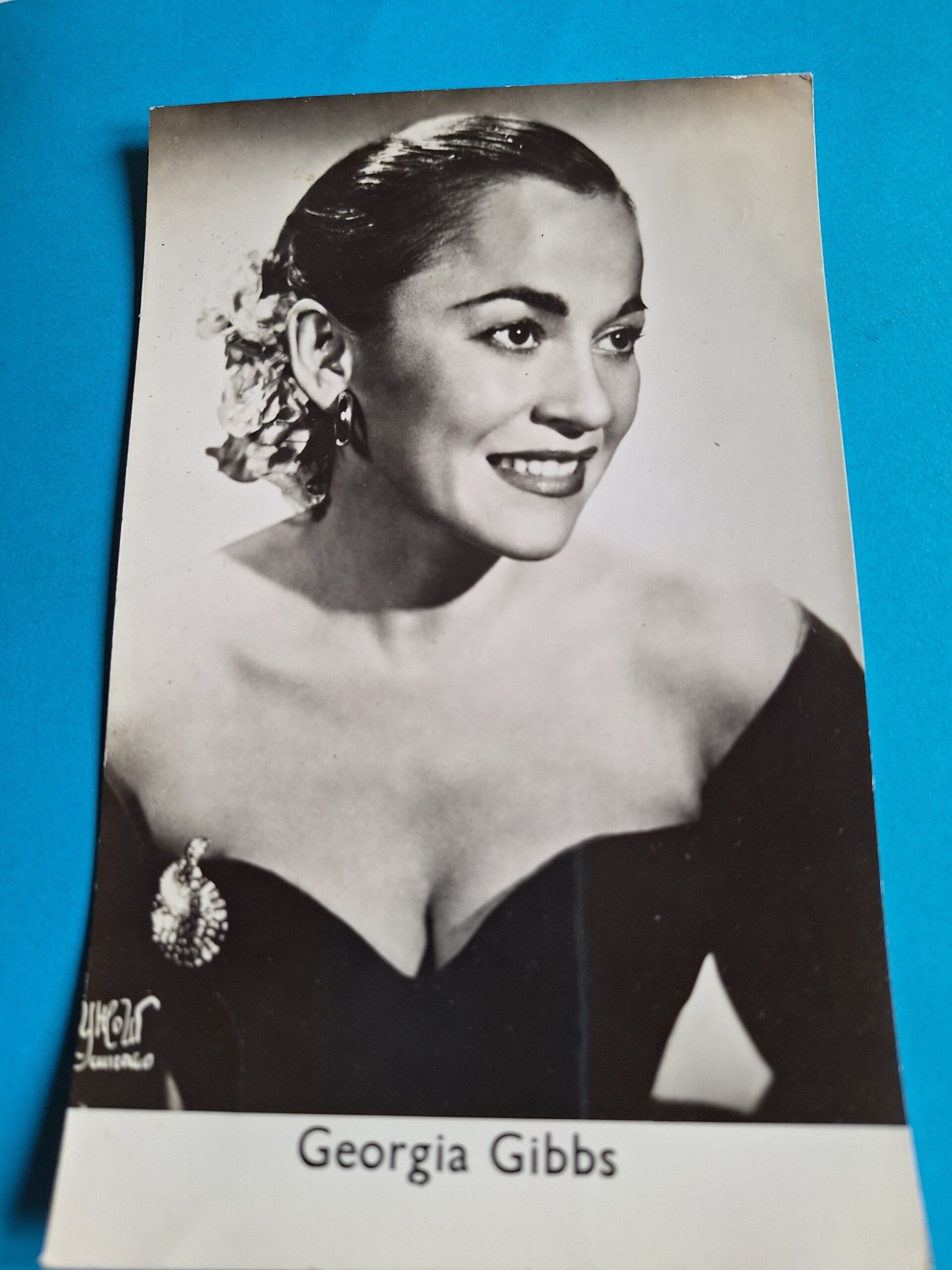 GEORGIA GIBBS REAL GLOSSY PHOTO CARD 1950s 1960s SIZE APPROX  13CM X 19CM FROM TILLEYS OF SHEFFIELD