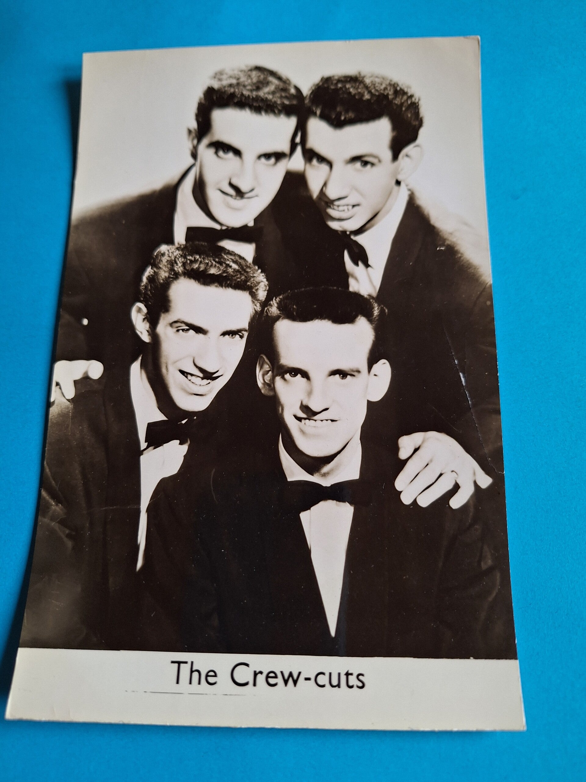 THE CREW- CUTS REAL GLOSSY PHOTO CARD 1950s 1960s SIZE APPROX  13CM X 19CM FROM TILLEYS OF SHEFFIELD