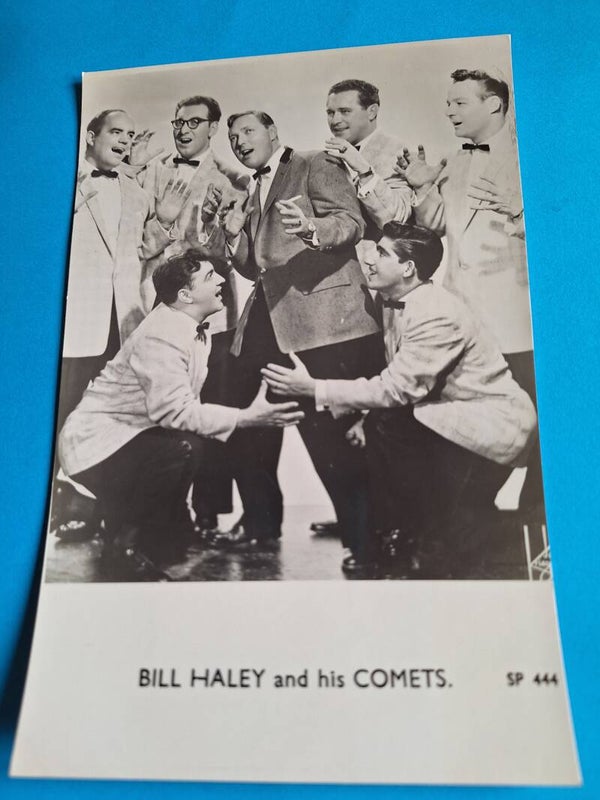 BILL HALEY AND HIS COMETS REAL GLOSSY PHOTO CARD 1950s 1960s SIZE APPROX  13CM X 19CM FROM TILLEYS OF SHEFFIELD