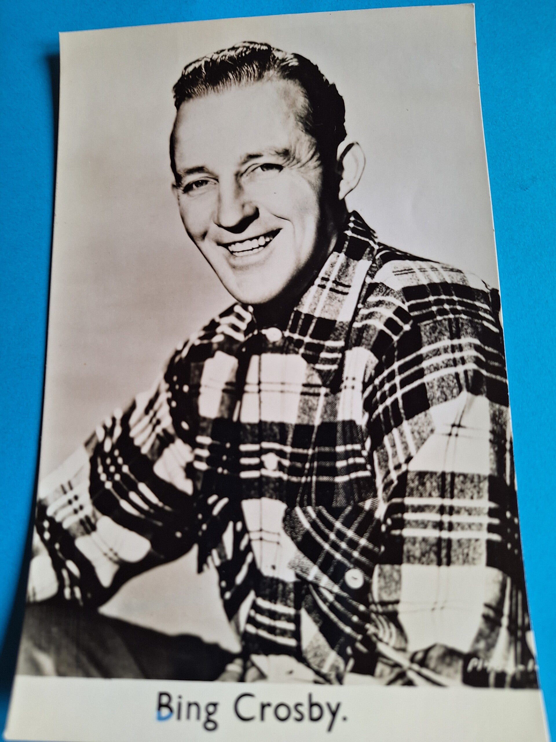 BING CROSBY REAL GLOSSY PHOTO CARD 1950s 1960s SIZE APPROX  13CM X 19CM FROM TILLEYS OF SHEFFIELD