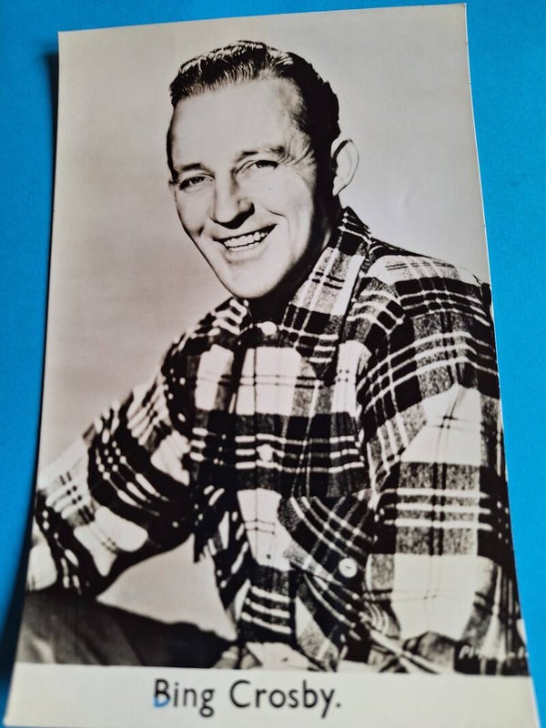 BING CROSBY REAL GLOSSY PHOTO CARD 1950s 1960s SIZE APPROX  13CM X 19CM FROM TILLEYS OF SHEFFIELD