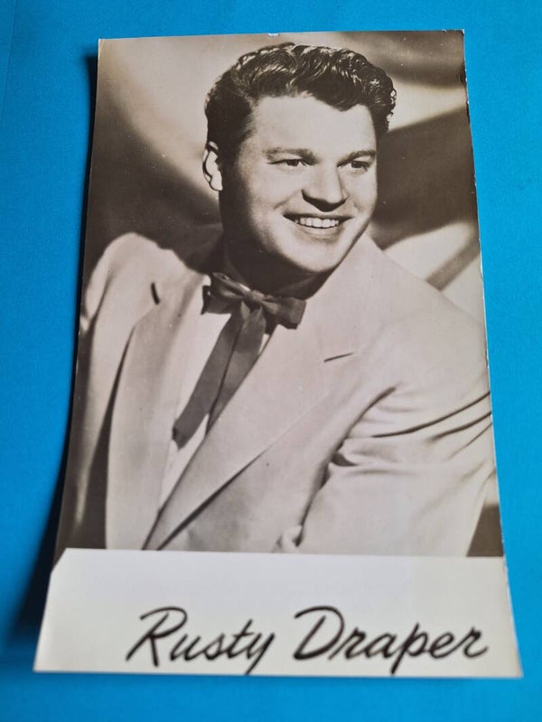 RUSTY DRAPER REAL GLOSSY PHOTO CARD 1950s 1960s SIZE APPROX  13CM X 19CM FROM TILLEYS OF SHEFFIELD