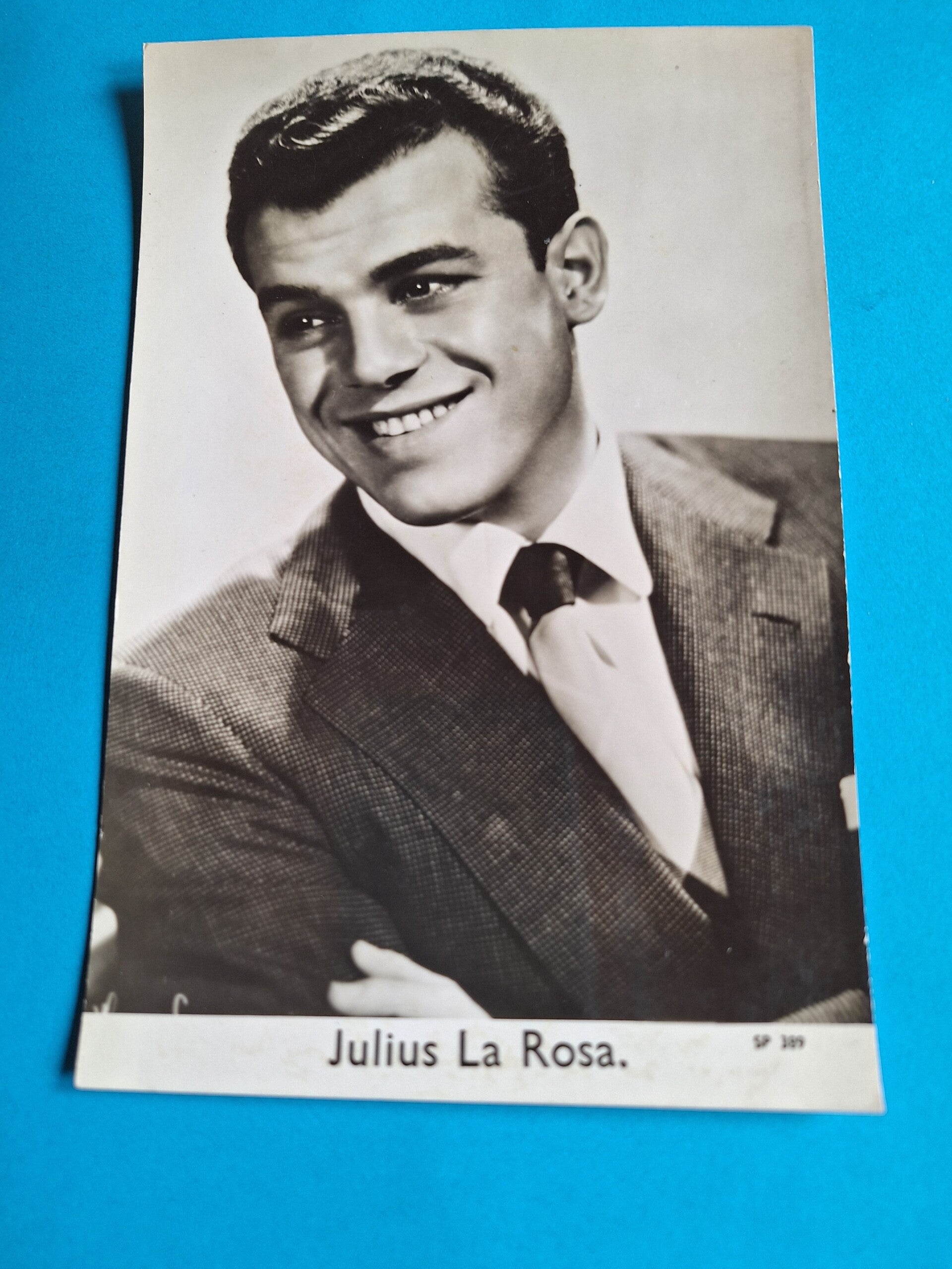 JULIUS LA ROSA REAL GLOSSY PHOTO CARD 1950s 1960s SIZE APPROX  13CM X 19CM FROM TILLEYS OF SHEFFIELD