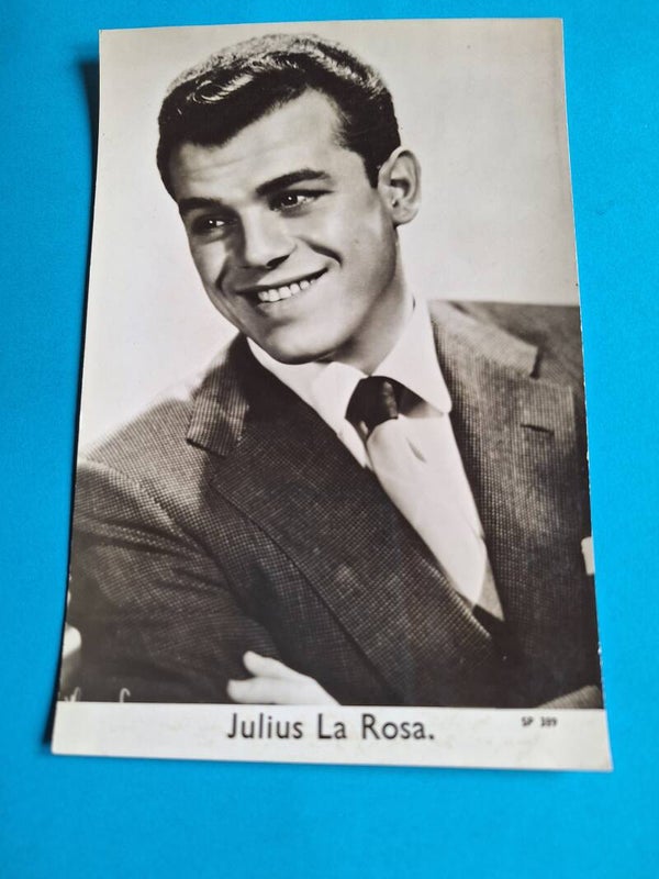JULIUS LA ROSA REAL GLOSSY PHOTO CARD 1950s 1960s SIZE APPROX  13CM X 19CM FROM TILLEYS OF SHEFFIELD