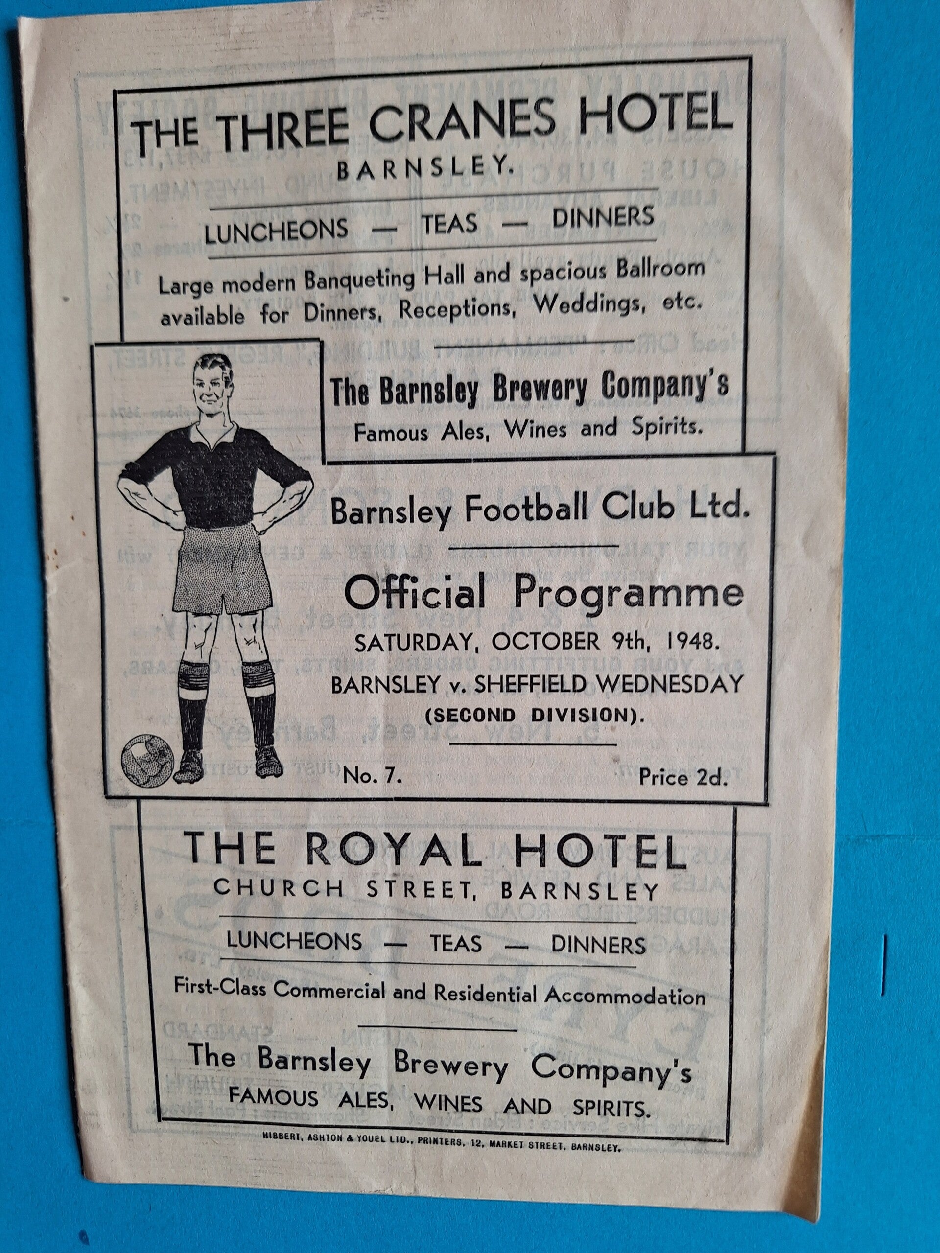 BARNSLEY V SHEFFIELD WEDNESDAY FOOTBALL PROGRAMME OCTOBER 9TH 1948 TILLEYS OF SHEFFIELD