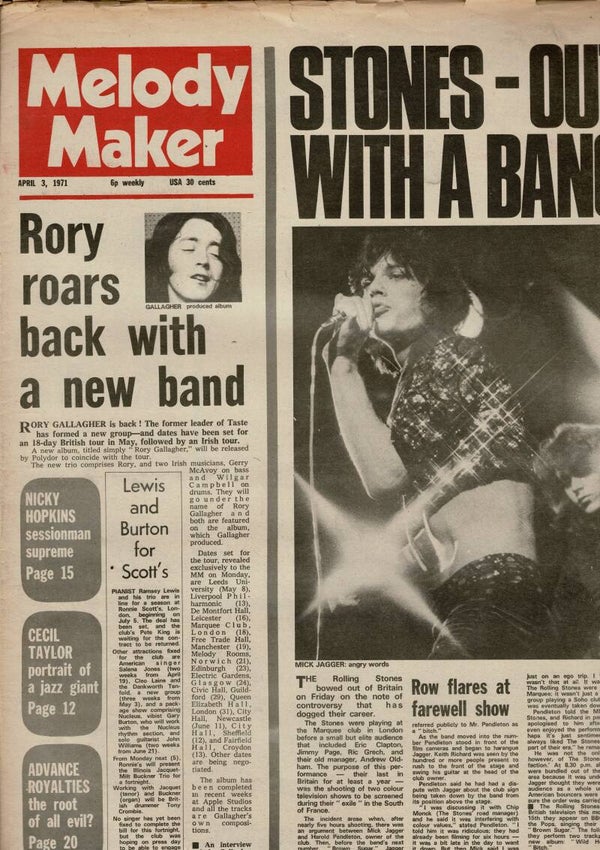 MELODY MAKER UK MUSIC PAPER April 3rd 1971