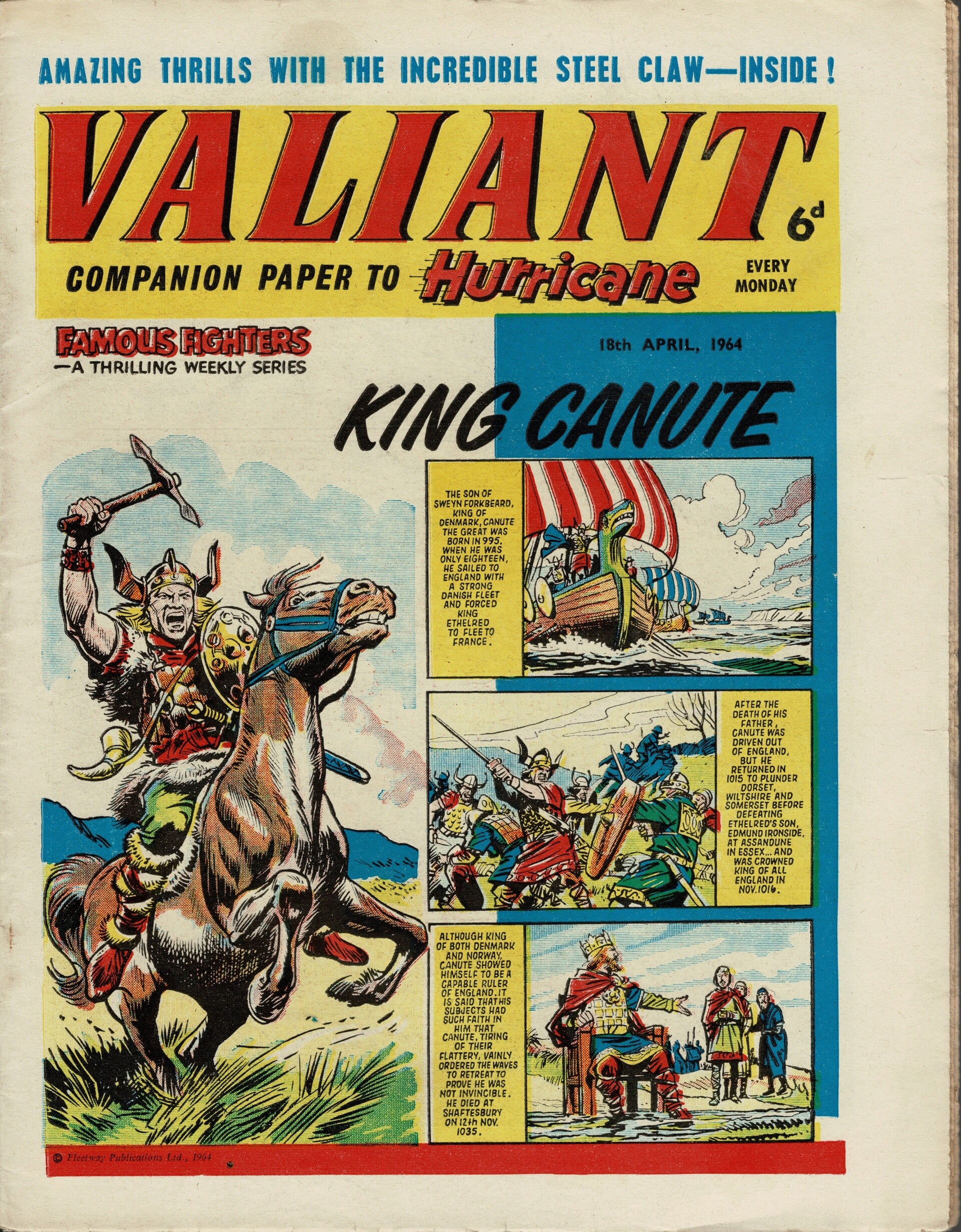VALIANT UK COMIC 18TH APRIL 1964 VINTAGE COMICS FROM TILLEYS OF SHEFFIELD