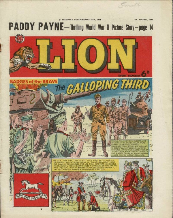 LION UK COMIC 15TH AUGUST 1964 VINTAGE COMICS FROM TILLEYS OF SHEFFIELD