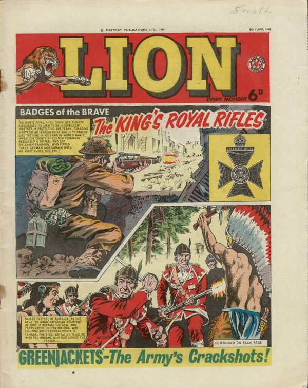 LION UK COMIC 6TH JUNE 1964 VINTAGE COMICS FROM TILLEYS OF SHEFFIELD