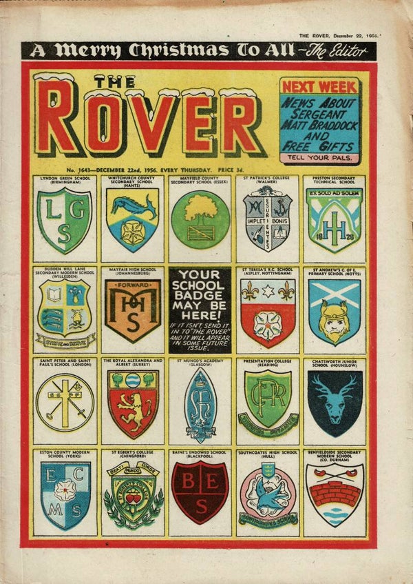 THE ROVER UK COMIC / STORY PAPER NO 1643 DECEMBER 22ND 1956   VINTAGE COMICS FROM TILLEYS OF SHEFFIELD