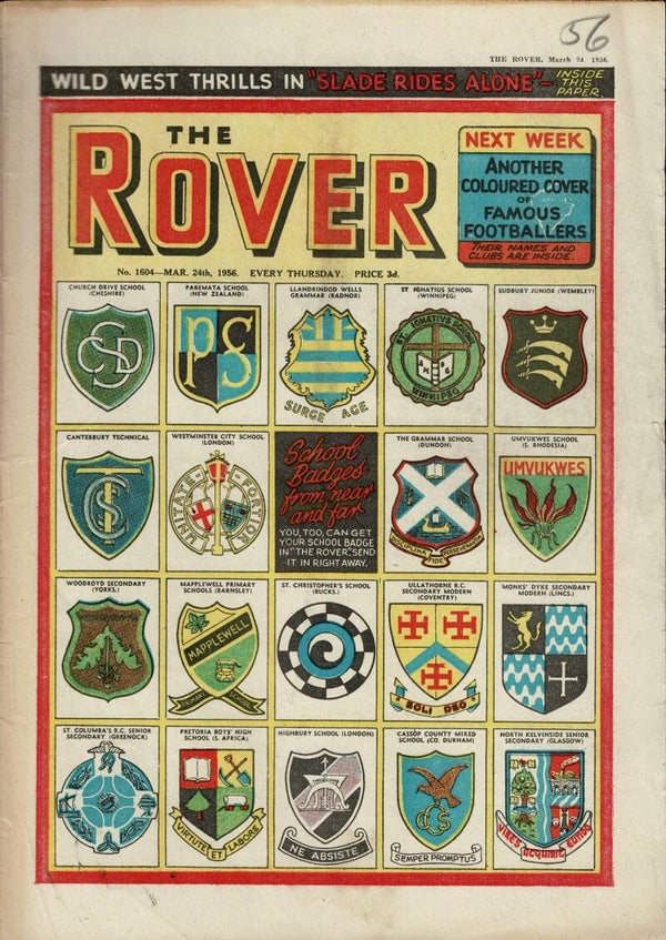 THE ROVER UK COMIC / STORY PAPER NO 1604 MARCH 24TH 1956 VINTAGE COMICS FROM TILLEYS OF SHEFFIELD