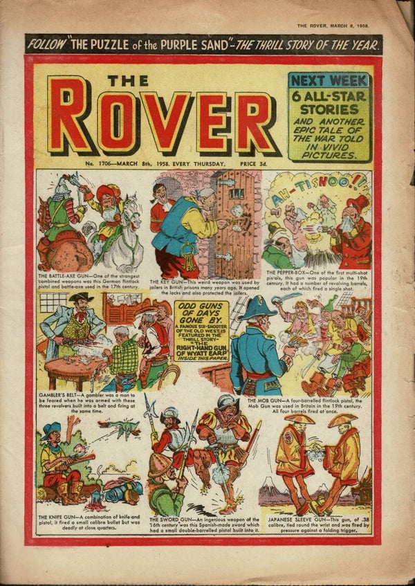 THE ROVER UK COMIC / STORY PAPER NO 1706 MARCH 8TH 1958 VINTAGE COMICS FROM TILLEYS OF SHEFFIELD