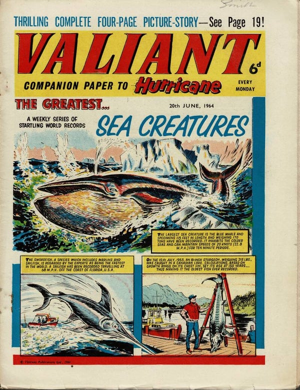 VALIANT UK COMIC 20TH JUNE 1964 VINTAGE COMICS FROM TILLEYS OF SHEFFIELD
