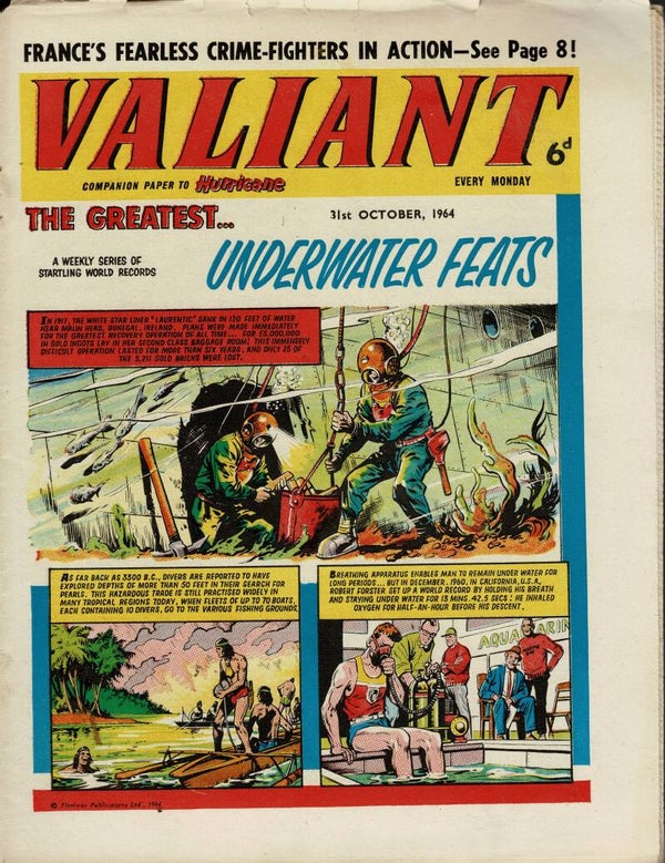 VALIANT UK COMIC 31ST OCTOBER 1964 VINTAGE COMICS FROM TILLEYS OF SHEFFIELD