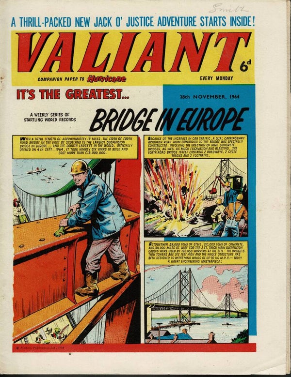 VALIANT UK COMIC 28TH NOVEMBER 1964 VINTAGE COMICS FROM TILLEYS OF SHEFFIELD
