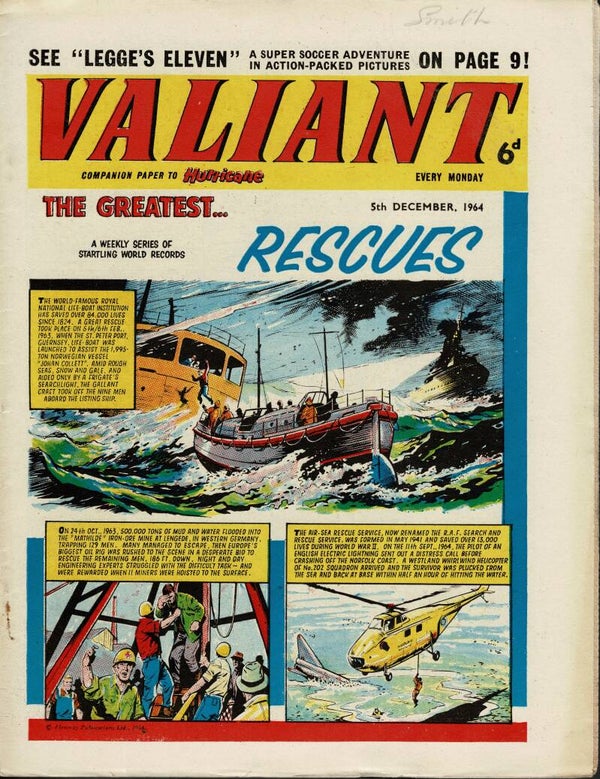 VALIANT UK COMIC 5TH DECEMBER 1964 VINTAGE COMICS FROM TILLEYS OF SHEFFIELD