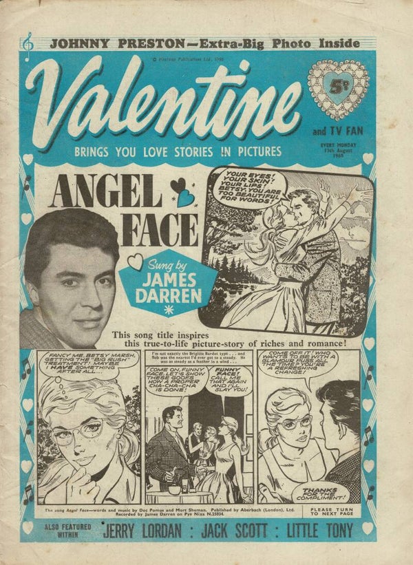 VALENTINE UK COMIC 13TH AUGUST 1960 VINTAGE BACK ISSUE COMICS TILLEYS