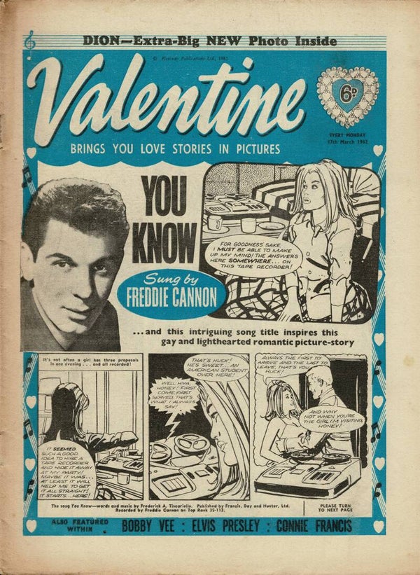 VALENTINE UK COMIC 17TH MARCH 1962  VINTAGE BACK ISSUE COMICS TILLEYS