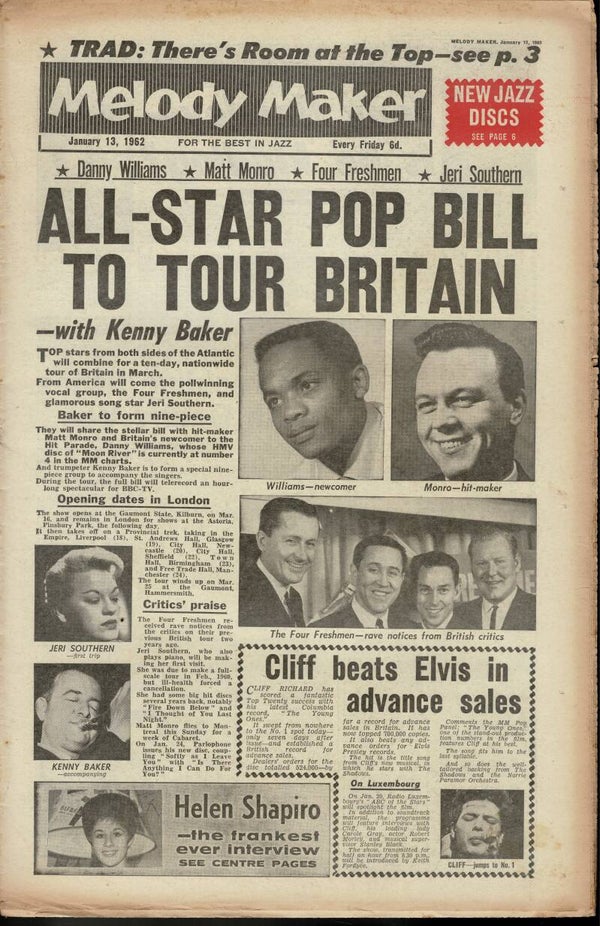 MELODY MAKER UK MUSIC PAPER January 13th 1962