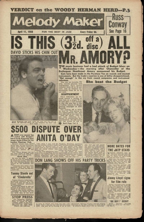 MELODY MAKER UK MUSIC PAPER April 11th 1959