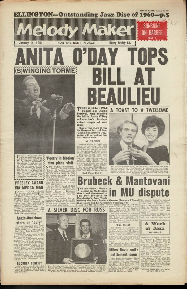 MELODY MAKER UK MUSIC PAPER January 14th 1961