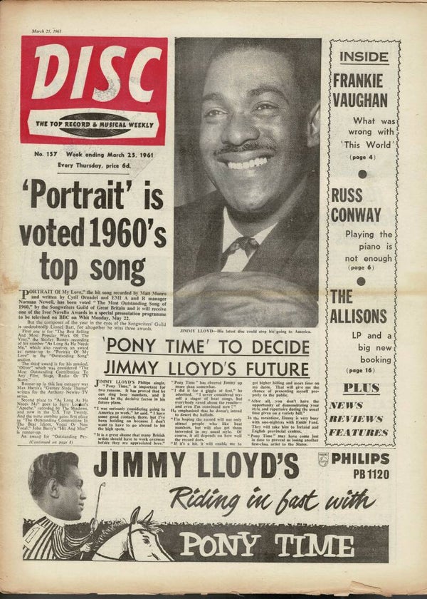 DISC  MUSIC PAPER March 25th 1961