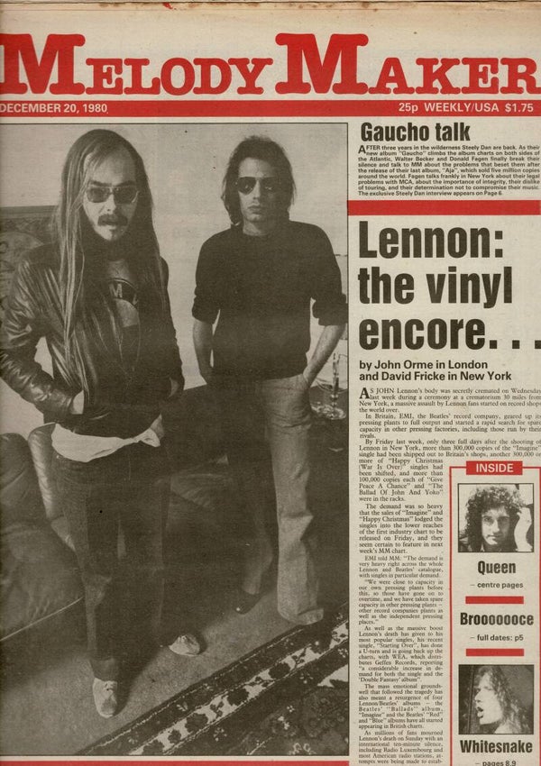 MELODY MAKER UK MUSIC PAPER December 20th 1980