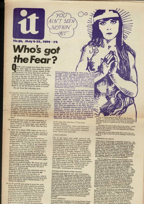 INTERNATIONAL TIMES UK UNDERGROUND PAPER NO 56 May 9th - 22nd 1969
