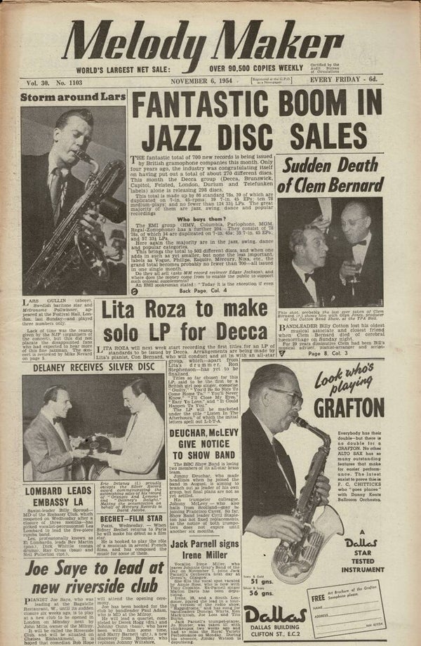 MELODY MAKER UK MUSIC PAPER November 6th 1954