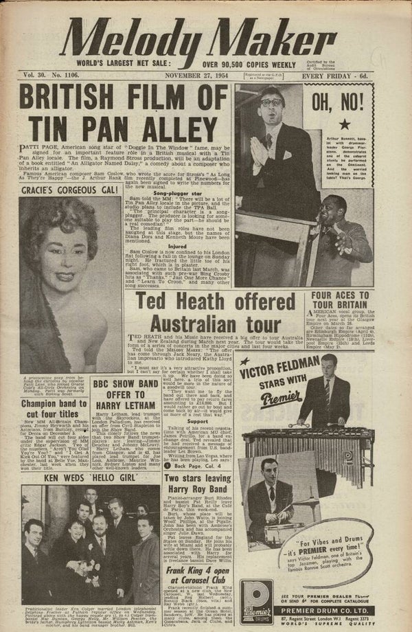 MELODY MAKER UK MUSIC PAPER November 27th 1954