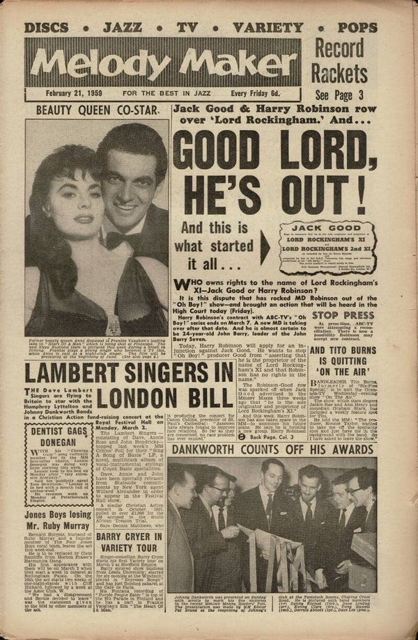 MELODY MAKER UK MUSIC PAPER February 21st 1959